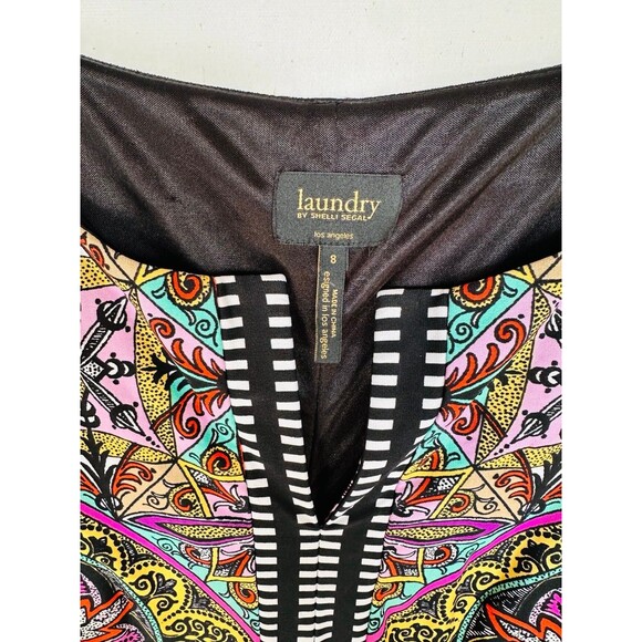 Laundry Shelli Segal Vibrant‎ Medallion Geometric Print Retro Shift Knee dress 8 - Picture 3 of 9